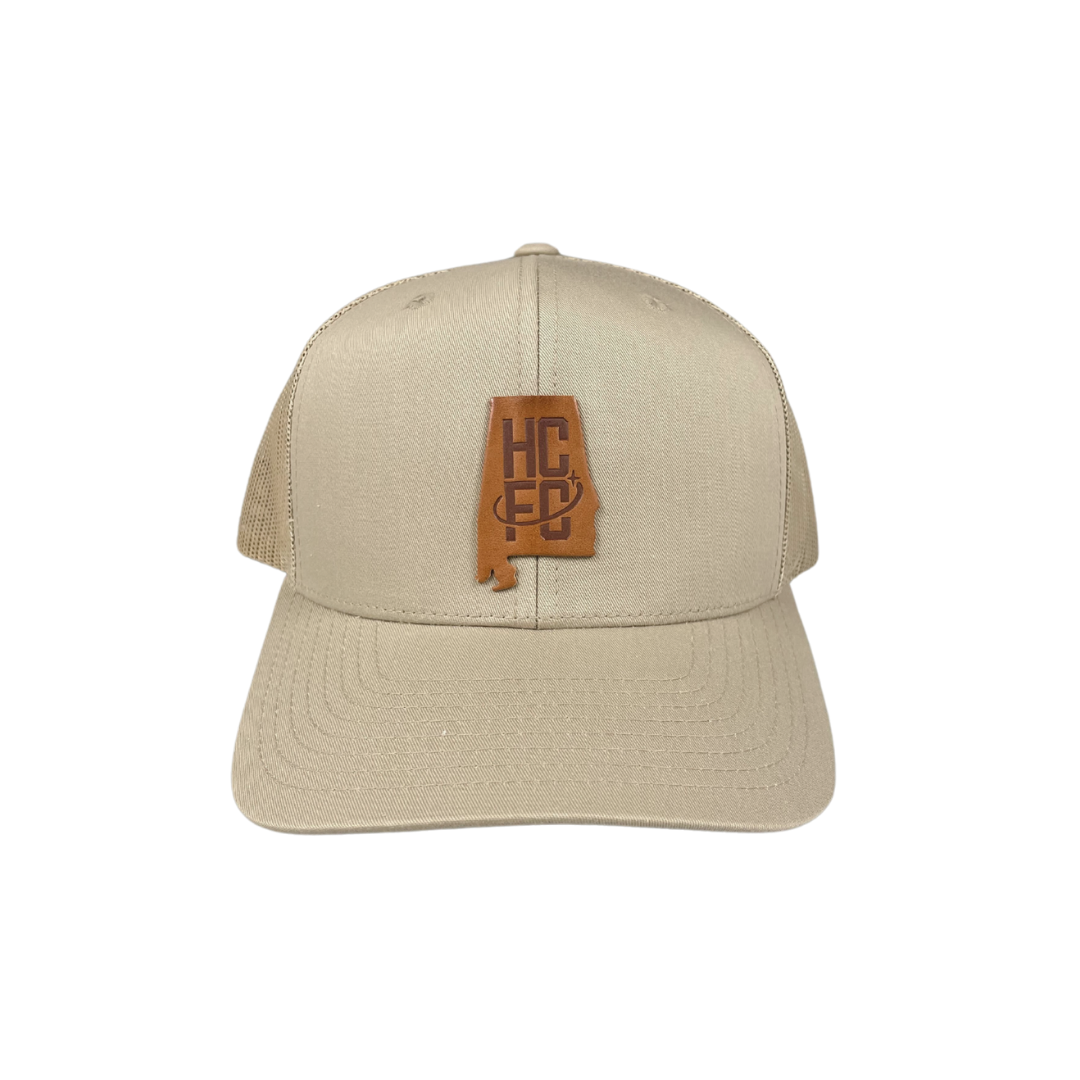 Hometown Leather Patch Trucker Hat - Khaki