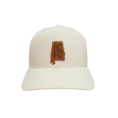Hometown Leather Patch Trucker Hat - White
