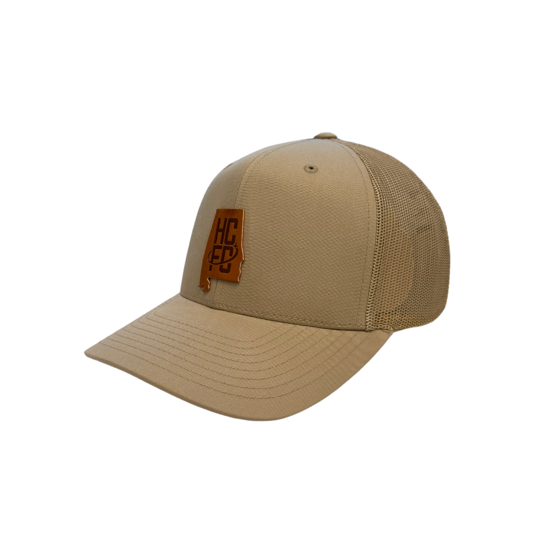 Hometown Leather Patch Trucker Hat - Khaki